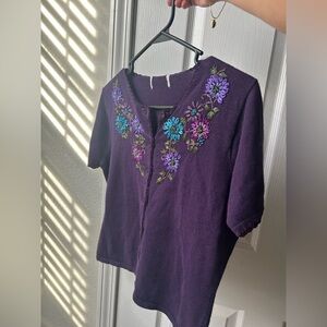 Embroidered Purple Women's Top